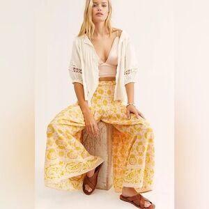 Free People Run River Wide Leg Pants in Sandstone Tapestry Print